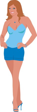 The girl in dark blue shortsのイラスト素材