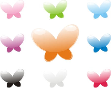 Butterflies volume different colorsのイラスト素材