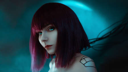 Cute girl cyborg fashion art work portrait cosplayの写真素材