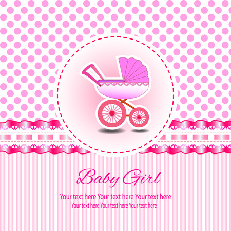 Baby beautiful girl card with your text for invitation, greeting, frame, birthday, label, postcard, congratulate, frame, gift and etc.のイラスト素材