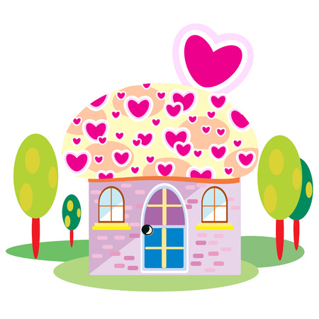 illustration of isolated cartoon house on white backgroundのイラスト素材