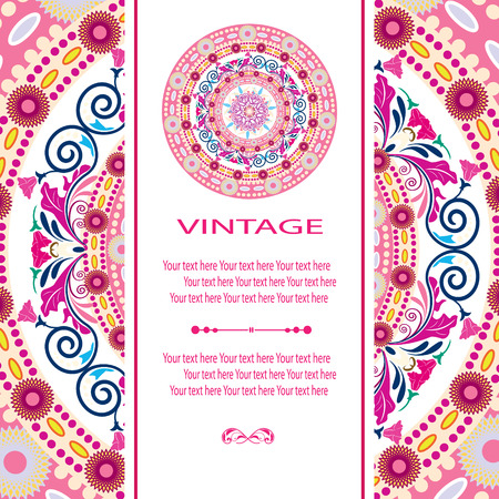 Abstract Ethnic Ornate Background For Design. Mandala invitation cardのイラスト素材