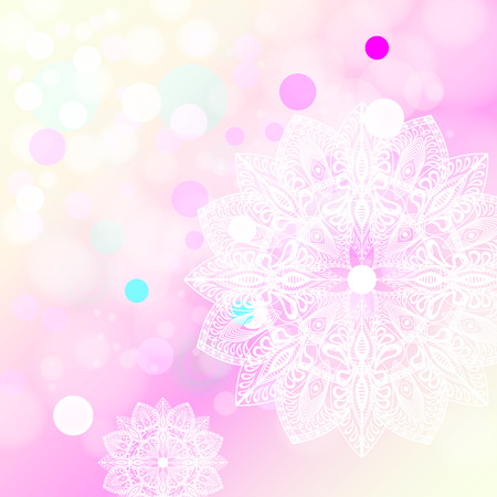 Abstract mandala lights bokeh background. Mandala Designのイラスト素材