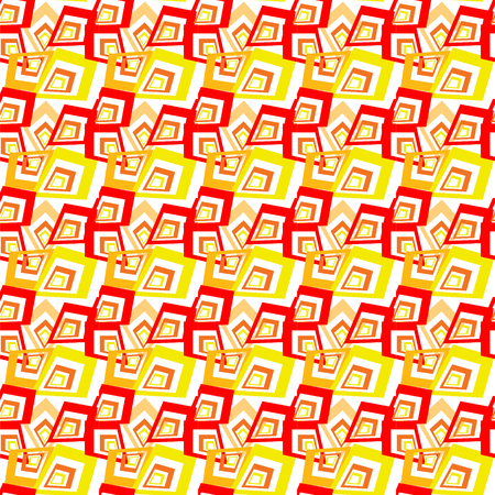 Yellow and red ethnic geometric print. Colorful repeating background texture. Fabric, cloth design, wallpaperのイラスト素材