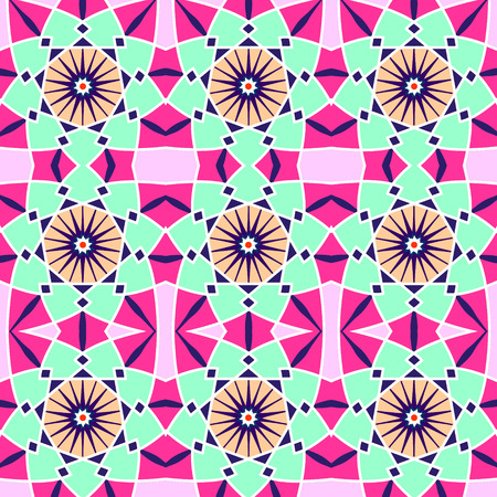 Ethnic geometric print. Colorful repeating background texture. Fabric, cloth design, wallpaperのイラスト素材