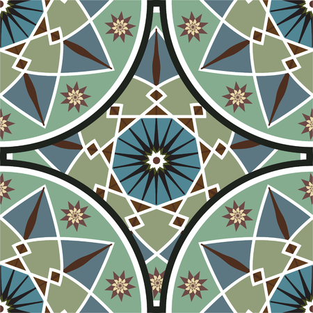 Ethnic geometric print. Colorful repeating pattern texture. Fabric, cloth design, wallpaperのイラスト素材