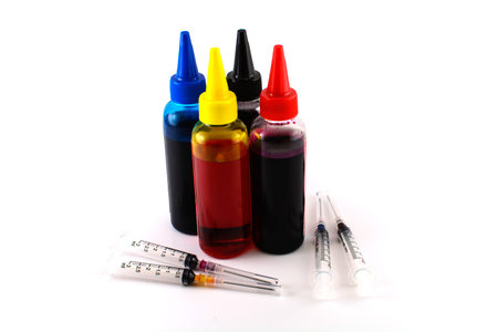 Ink jet refill tools and cmyk inkの写真素材