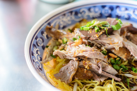 close up chinese duck steam noodleの写真素材