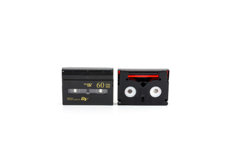 Mini DV Cassettes isolated on white backgroundのeditorial素材
