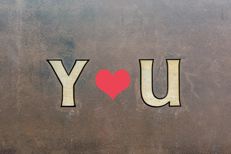 Grunge metal background with word  YOU の写真素材