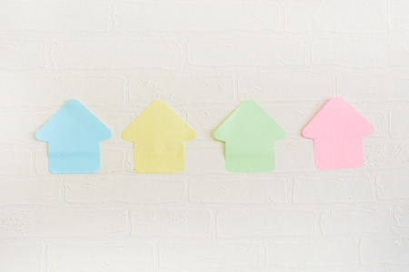 colorful memo stick on wallの写真素材