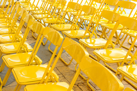Close up yellow chairの写真素材