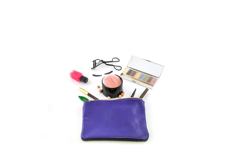 Cosmetic bag isolated on white backgroundの写真素材