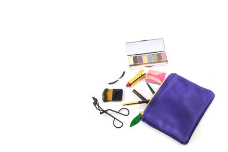 Cosmetic bag isolated on white backgroundの写真素材