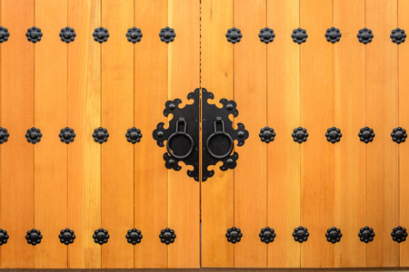 wooden door korean styleの写真素材