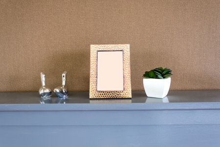 Interior decoration on shelf with frame