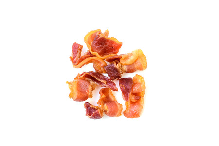 Bacon Slices isolated on white background, Unhealthy eatingの写真素材