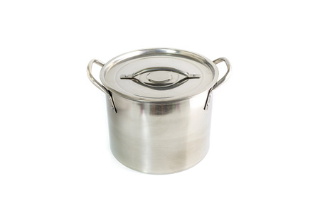 Stainless steel pot isolated on a white backgroundの写真素材