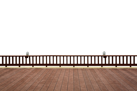 wooden terrace isolated on white backgroundの写真素材