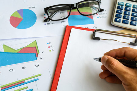 Desk office business financial accounting calculate, Graph analysis, Business concept