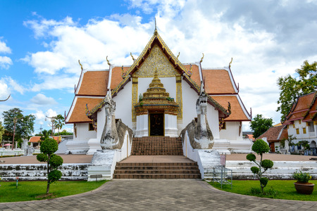 Wat Phumin Temple at Nan Province, Thailand with blue skyの写真素材