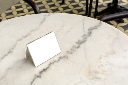 Menu frame on Table in Restaurantの写真素材