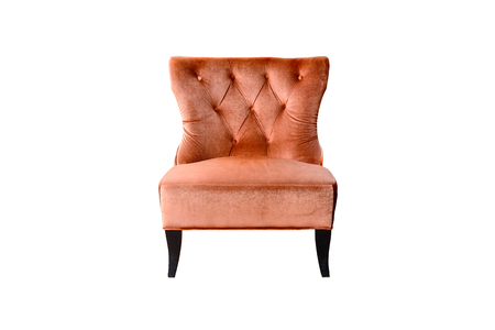 vintage orange chair isolated on white backgroundの写真素材