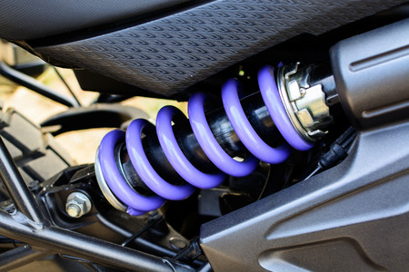 Close up of Shock Absorber's motorcycleの写真素材