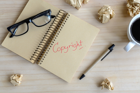 copyright document folder and desk office, concept of copyrightの写真素材