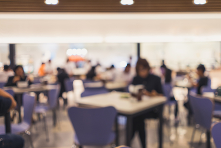 Abstract blurred image of food court interior backgroundの写真素材