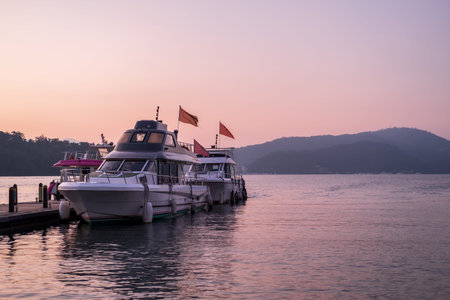 Beautiful sunset at sun moon lake in nantou, Taiwan