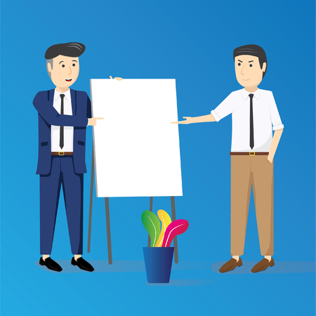 Business man with blank bannerのイラスト素材