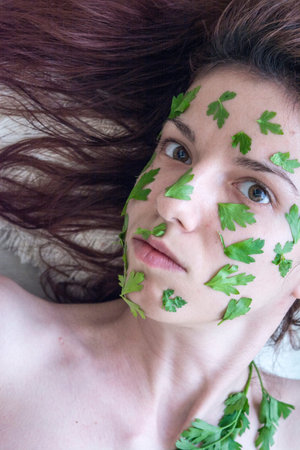 Parsley used as a homemade recipe for acnee and dark spots