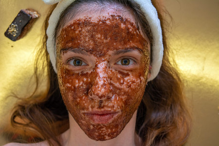 Coffee and honey face mask used for deep wrinkles and anti aging effects on the skin while also hydratingの写真素材