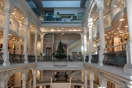 December 14th 2022- Bucharest, Romania.  Carturesti Carusel bookstore located in the old town of Bucharest, Romaniaのeditorial素材
