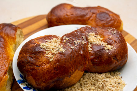 Mucenici moldovenesti or sweet pie served on 9th of March as a religious hollidayの写真素材