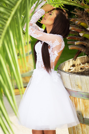 Fashion woman in wedding dressの写真素材