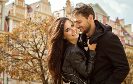 Beautiful happy couple hugging each other.の写真素材