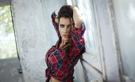 Fashion portrait of seductive womanの写真素材