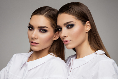 Beauty portrait of females facesの写真素材