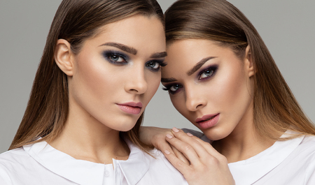 Beauty portrait of females facesの写真素材