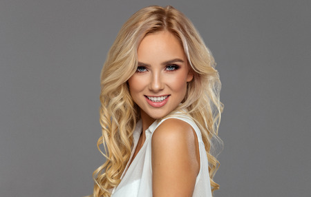 Beautiful smiling blond womanの写真素材