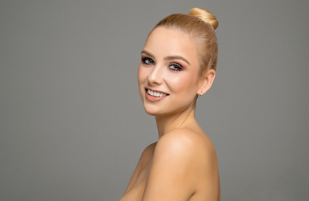 Beautiful smiling face of female modelの写真素材