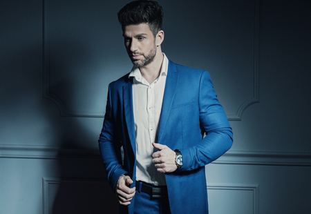 Portrait of handsome man in suitの写真素材
