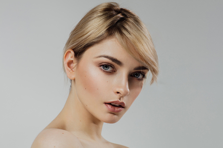 Beauty portrait of young beautiful female modelの写真素材
