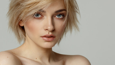 Beauty portrait of female face with natural skinの写真素材
