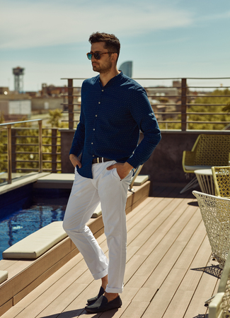 Portrait of handsome man in summer outfitの写真素材