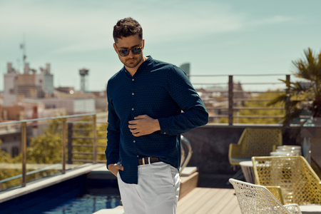 Portrait of handsome man wear summer outfitの写真素材