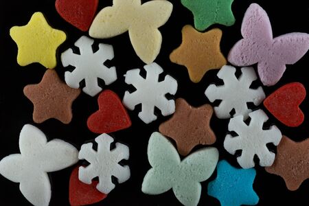 Sweet decoration for confectioners butterflies, hearts, stars, snowflakesの写真素材