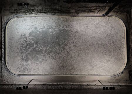 Nightly winter and snowy lonely skating rinkの写真素材